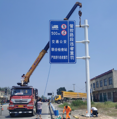 包头双悬臂标志杆、交通标志杆制作、门架立柱加工厂家